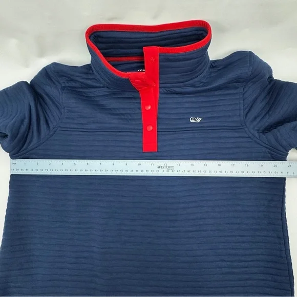 Vineyard Vines Womens 1/4 Snap Quilted Channel Placket Pullover Sweater Top Med - Picture 13 of 16